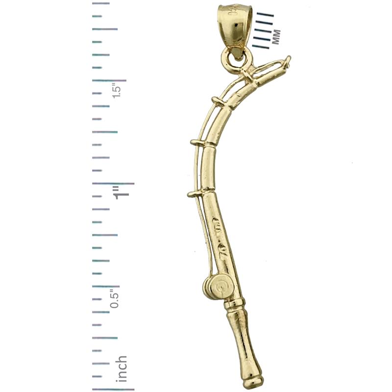 14K Gold 3D-Angelrute-Anhänger