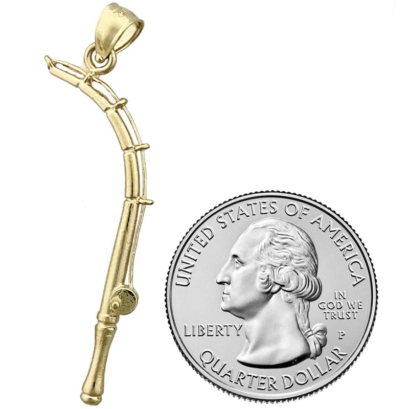 14K Gold 3D-Angelrute-Anhänger