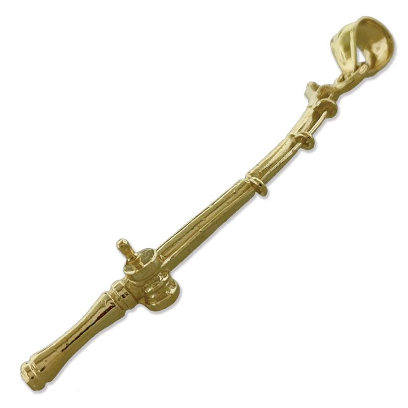 14K Gold 3D-Angelrute-Anhänger
