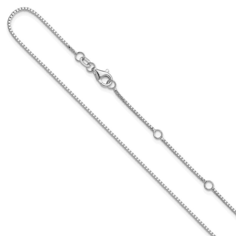 18 Zoll 14K Weißgold 1mm Venezianer 1 Zoll+1 Zoll Verstellbar Halskette