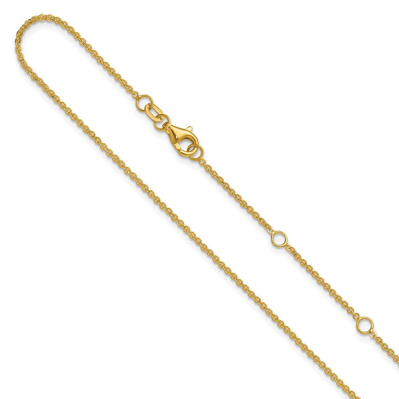 2 Zoll 14K Gelbgold 1.4mm Flach Ankerkette 1 Zoll+1 Zoll Verstellbar Halskette