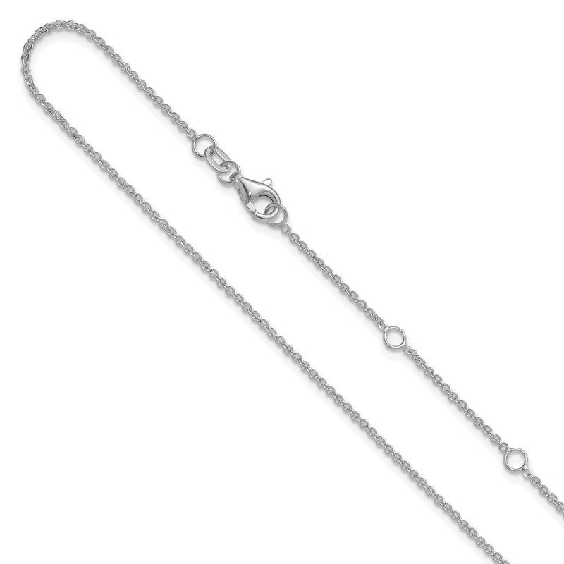 2 Zoll 14K Weißgold 1.4mm Flach Ankerkette 1 Zoll+1 Zoll Verstellbar Halskette