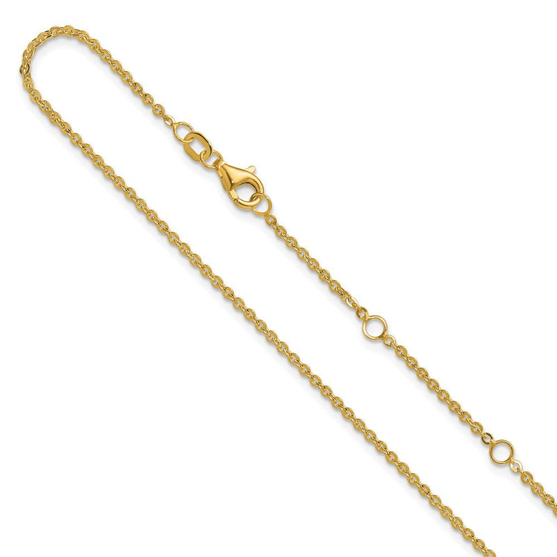 2 Zoll 14K Gelbgold 1.7mm Flach Ankerkette 1 Zoll+1 Zoll Verstellbar Halskette
