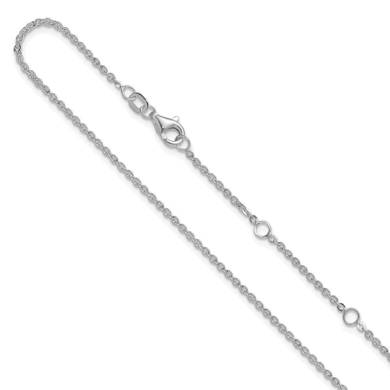 18 Zoll 14K Weißgold 1.7mm Flach Ankerkette 1 Zoll+1 Zoll Verstellbar Halskette