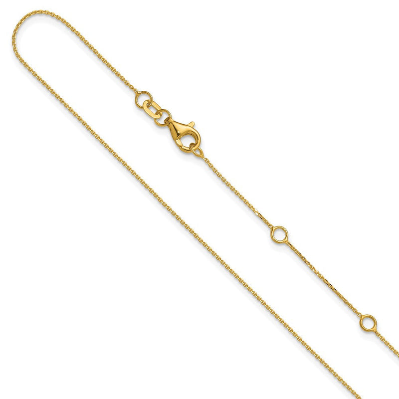 2 Zoll 14K Gelbgold.85mm Diamantiert Quadratisch Ankerkette 1 Zoll+1 Zoll Verstellbar Halskette