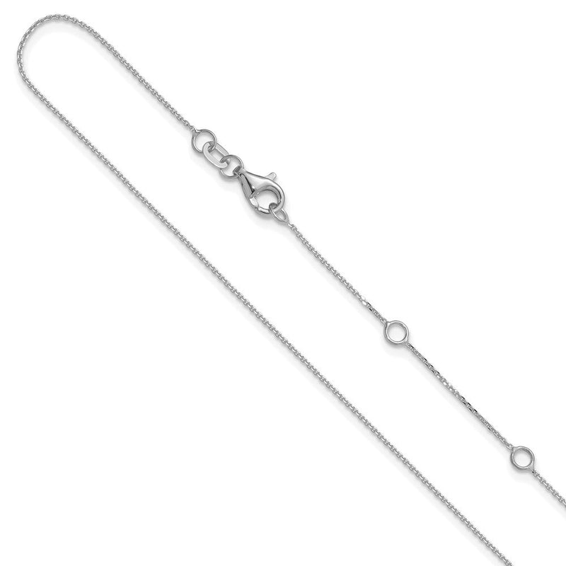 2 Zoll 14K Weißgold.85mm Diamantiert Quadratisch Ankerkette 1 Zoll+1 Zoll Verstellbar Halskette