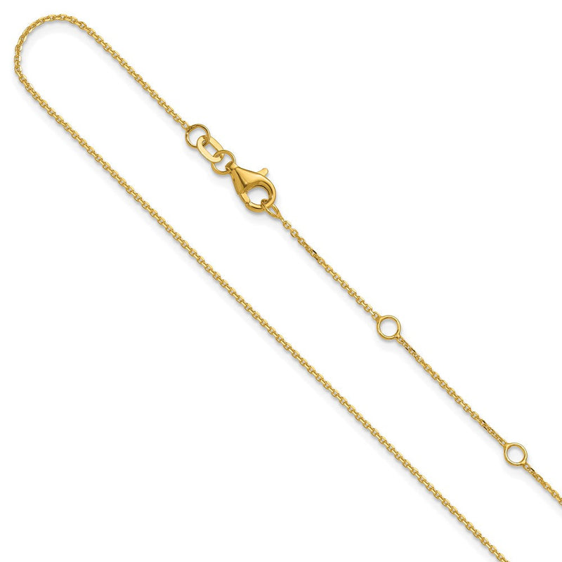 18 Zoll 14K Gelbgold 1mm Diamantiert Quadratisch Ankerkette 1 Zoll+1 Zoll Verstellbar Halskette
