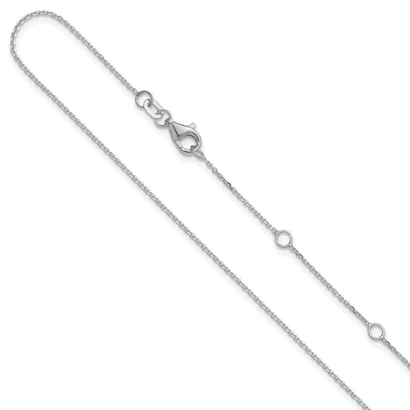 18 Zoll 14K Weißgold 1mm Diamantiert Quadratisch Ankerkette 1 Zoll+1 Zoll Verstellbar Halskette