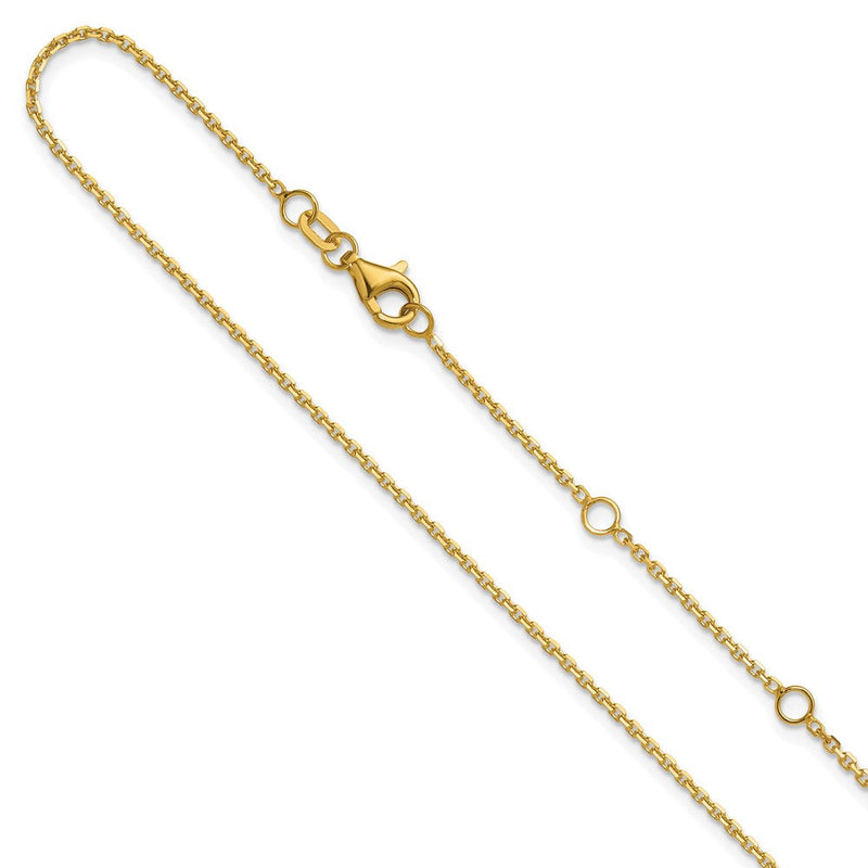 18 Zoll 14K Gelbgold 1.4mm Diamantiert Quadratisch Ankerkette 1 Zoll+1 Zoll Verstellbar Halskette