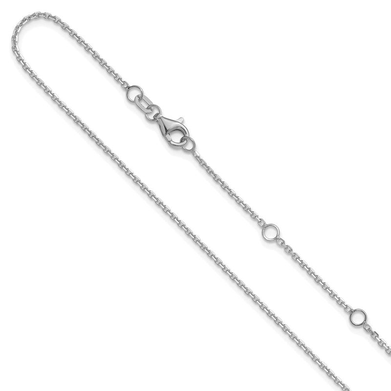 2 Zoll 14K Weißgold 1.4mm Diamantiert Quadratisch Ankerkette 1 Zoll+1 Zoll Verstellbar Halskette