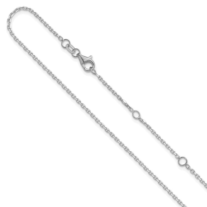 2 Zoll 14K Weißgold 1.5mm Diamantiert Quadratisch Ankerkette 1 Zoll+1 Zoll Verstellbar Halskette