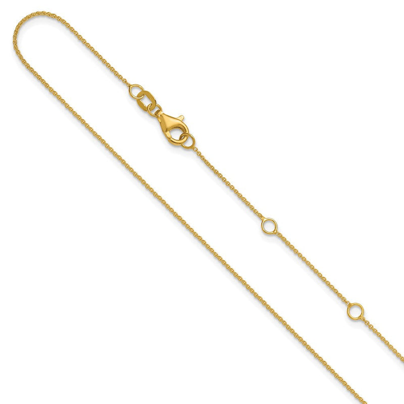 18 Zoll 14K Gelbgold.9mm Rund Ankerkette 1 Zoll+1 Zoll Verstellbar Halskette