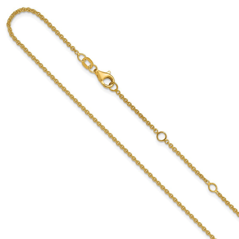 2 Zoll 14K Gelbgold 1.6mm Rund Ankerkette 1 Zoll+1 Zoll Verstellbar Halskette