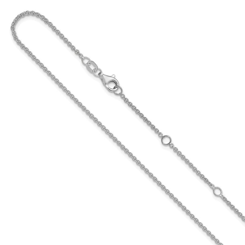 2 Zoll 14K Weißgold 1.6mm Rund Ankerkette 1 Zoll+1 Zoll Verstellbar Halskette