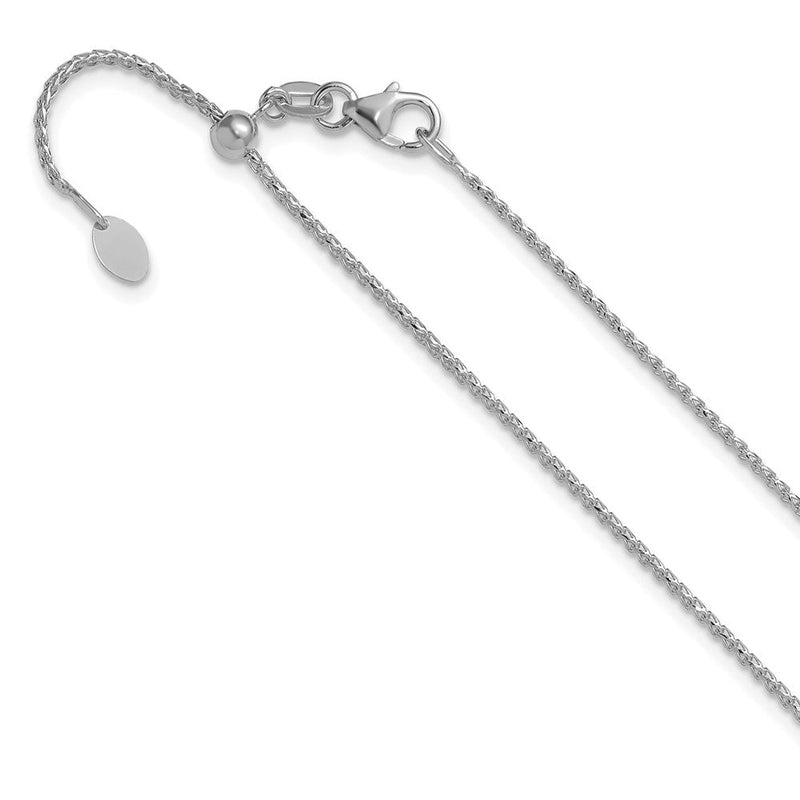 22 Zoll 14K Weißgold Verstellbar 1.15mm Diamantiert Offen Franco Halskette