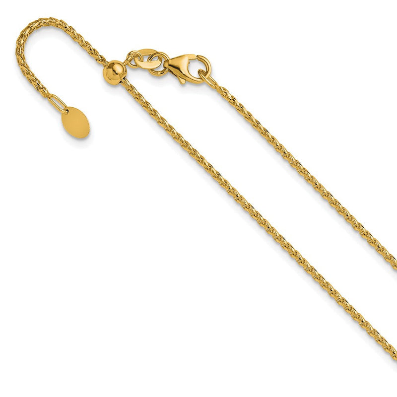 22 Zoll 14K Gelbgold Verstellbar 1.4mm Diamantiert Offen Franco Halskette