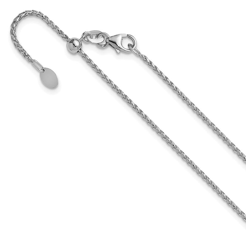 22 Zoll 14K Weißgold Verstellbar 1.4mm Diamantiert Offen Franco Halskette