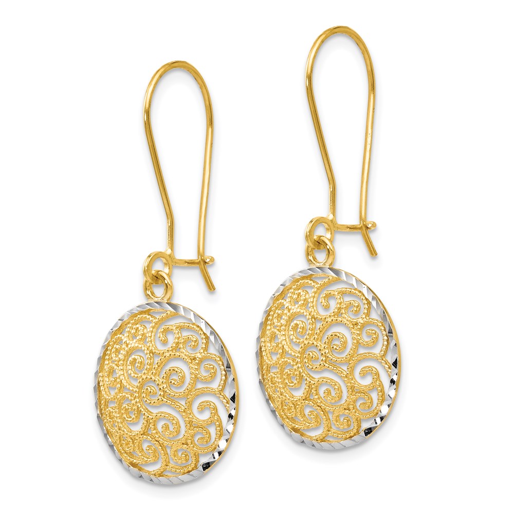 14K Bicolor Gold Ohrhänger mit Filigran-Design
