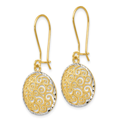 14K Bicolor Gold Ohrhänger mit Filigran-Design