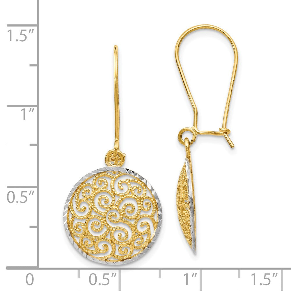 14K Bicolor Gold Ohrhänger mit Filigran-Design