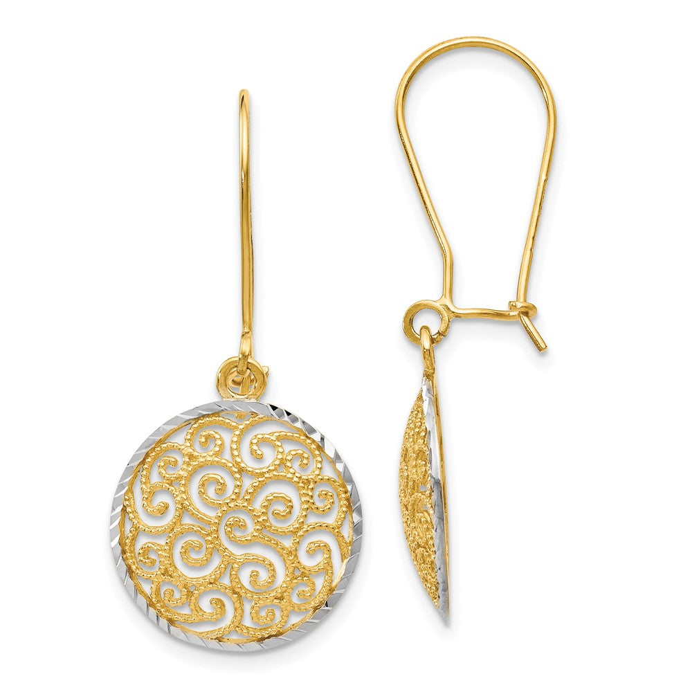 14K Bicolor Gold Ohrhänger mit Filigran-Design