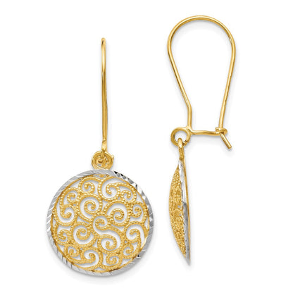 14K Bicolor Gold Ohrhänger mit Filigran-Design