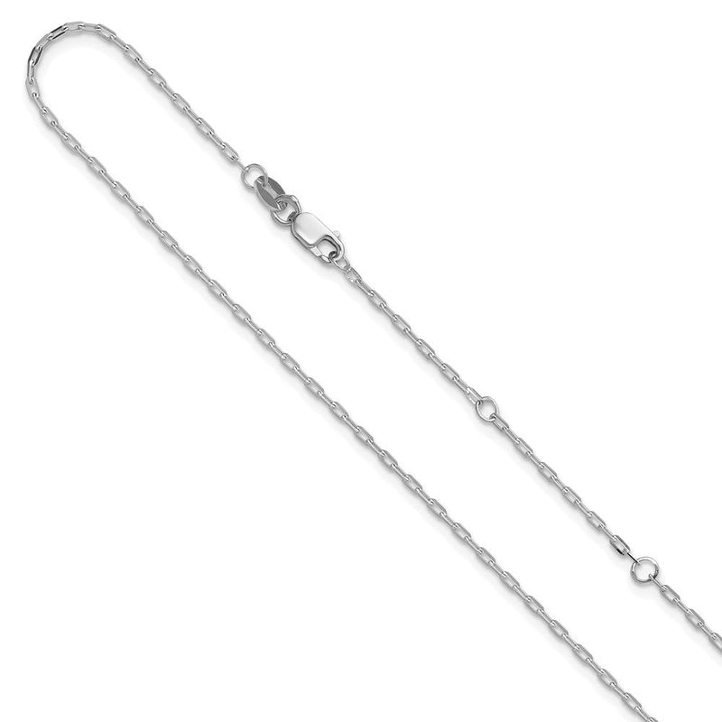18 Zoll 14K Weißgold 1.3mm Flach Ankerkette 1 Zoll+1 Zoll Verstellbar Halskette