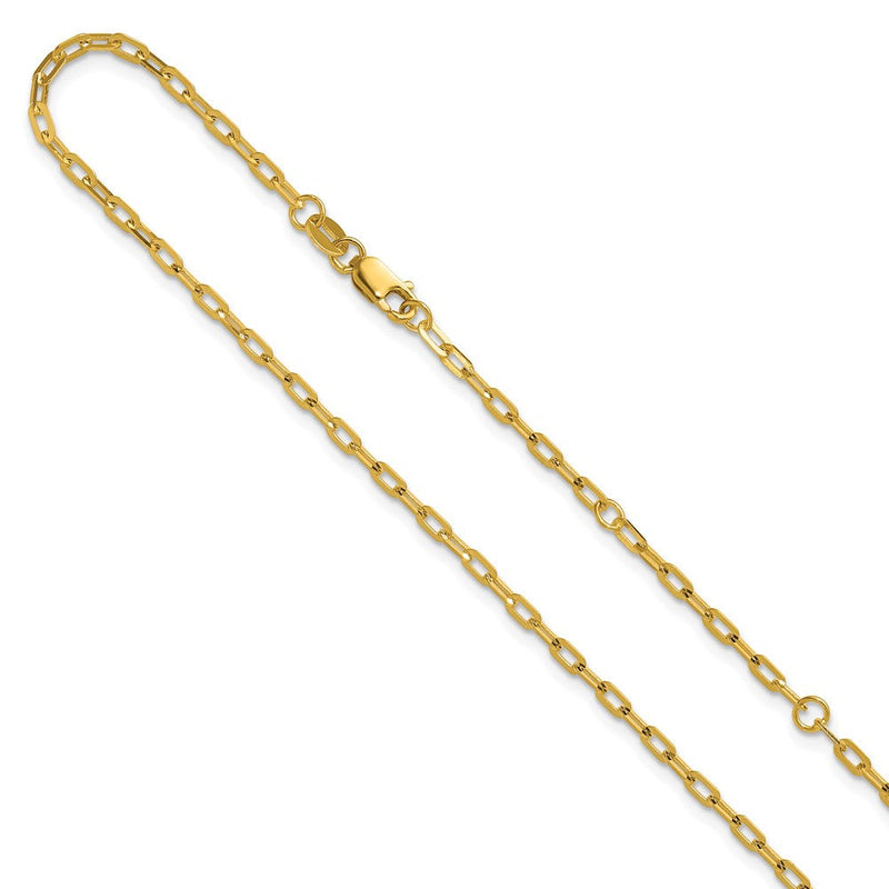 18 Zoll 14K Gelbgold 2.0mm Flach Ankerkette 1 Zoll+1 Zoll Verstellbar Halskette