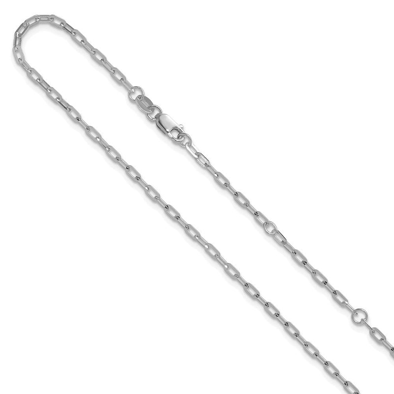 18 Zoll 14K Weißgold 2.0mm Flach Ankerkette 1 Zoll+1 Zoll Verstellbar Halskette