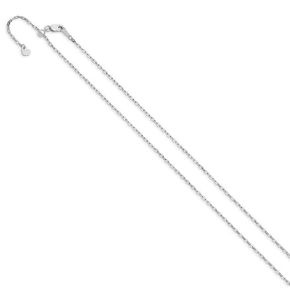 22 Zoll 14K Weißgold Verstellbar 1.3mm Flach Ankerkette Halskette