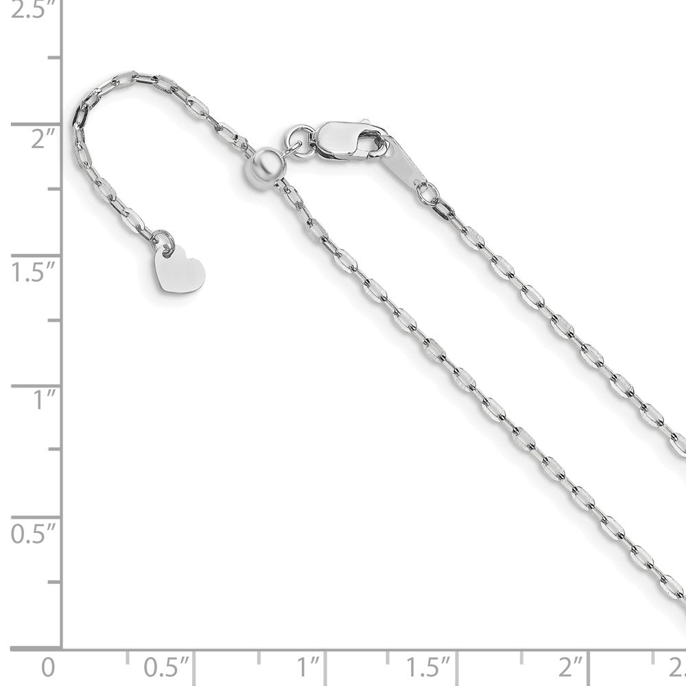 22 Zoll 14K Weißgold Verstellbar 1.3mm Flach Ankerkette Halskette