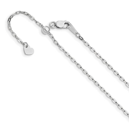 22 Zoll 14K Weißgold Verstellbar 1.3mm Flach Ankerkette Halskette