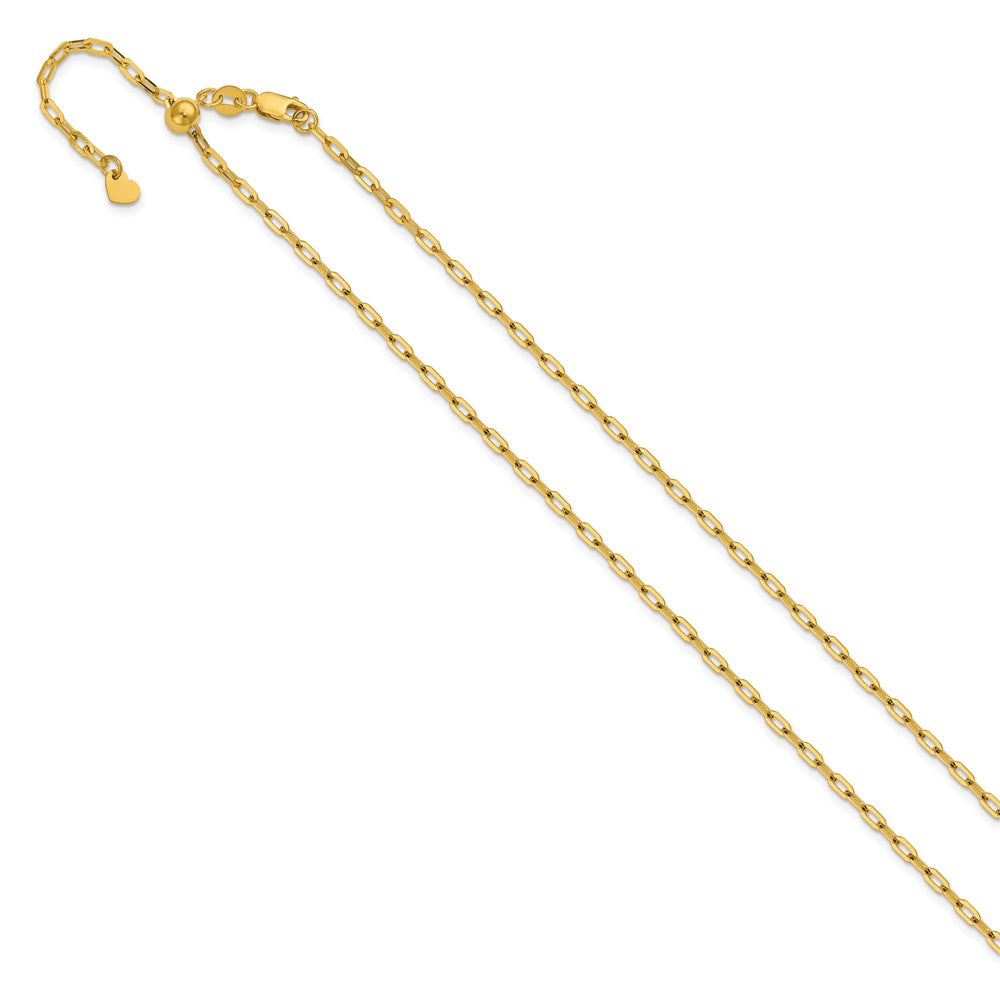 22 Zoll 14K Gelbgold Verstellbar 2mm Flach Ankerkette Halskette