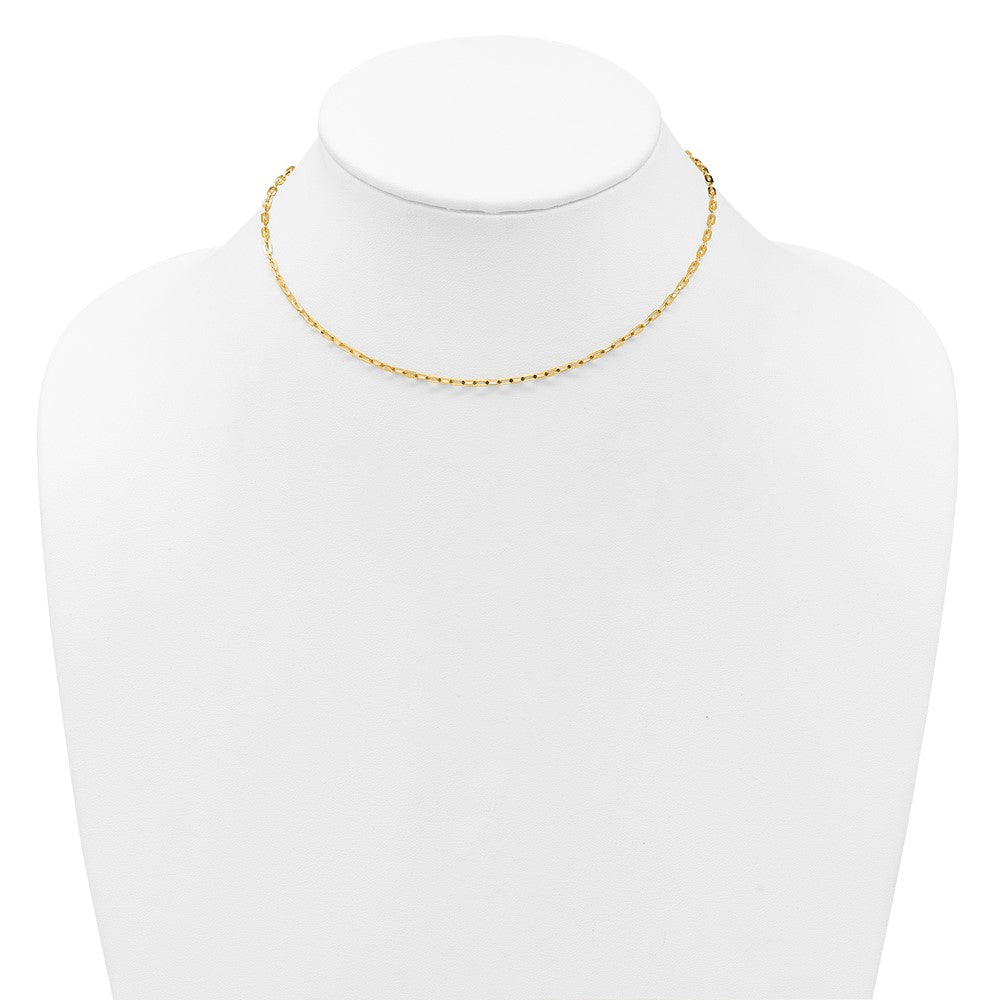 22 Zoll 14K Gelbgold Verstellbar 2mm Flach Ankerkette Halskette
