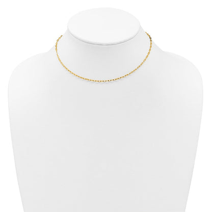 22 Zoll 14K Gelbgold Verstellbar 2mm Flach Ankerkette Halskette