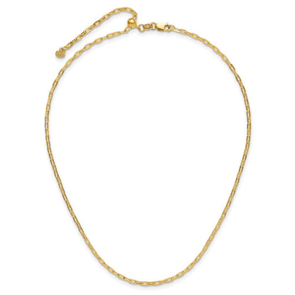 22 Zoll 14K Gelbgold Verstellbar 2mm Flach Ankerkette Halskette