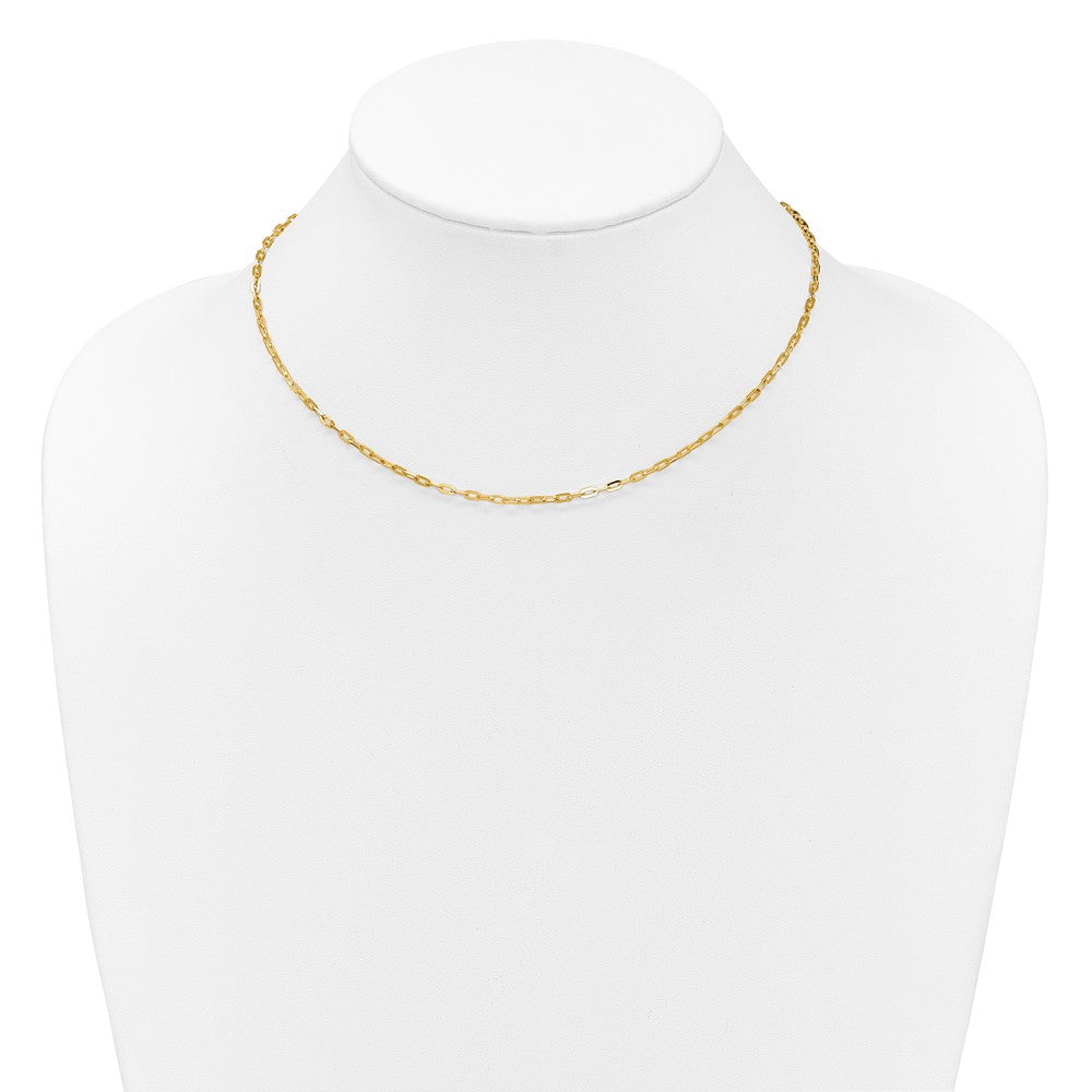 22 Zoll 14K Gelbgold Verstellbar 2mm Flach Ankerkette Halskette