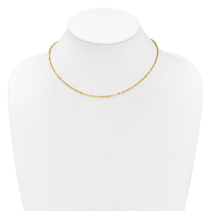 22 Zoll 14K Gelbgold Verstellbar 2mm Flach Ankerkette Halskette