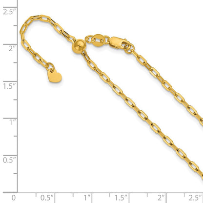 22 Zoll 14K Gelbgold Verstellbar 2mm Flach Ankerkette Halskette