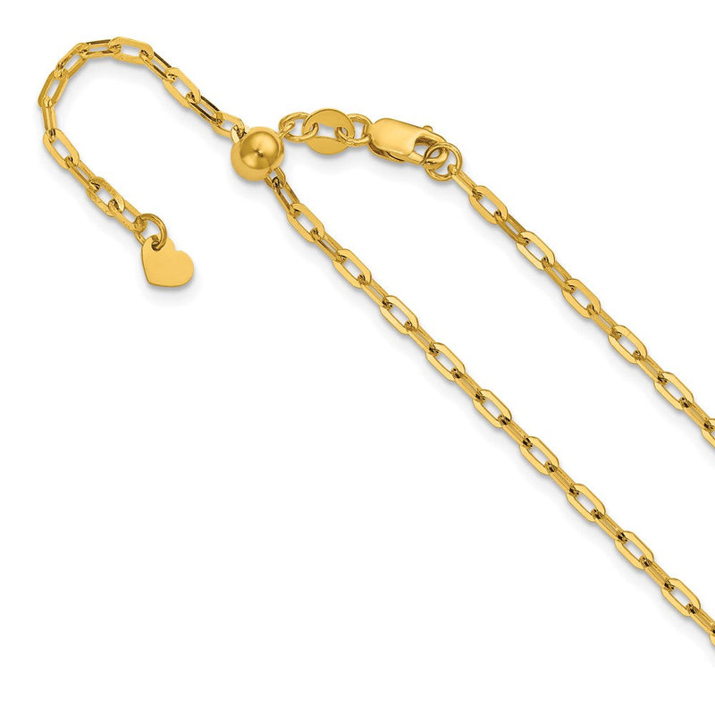 22 Zoll 14K Gelbgold Verstellbar 2mm Flach Ankerkette Halskette