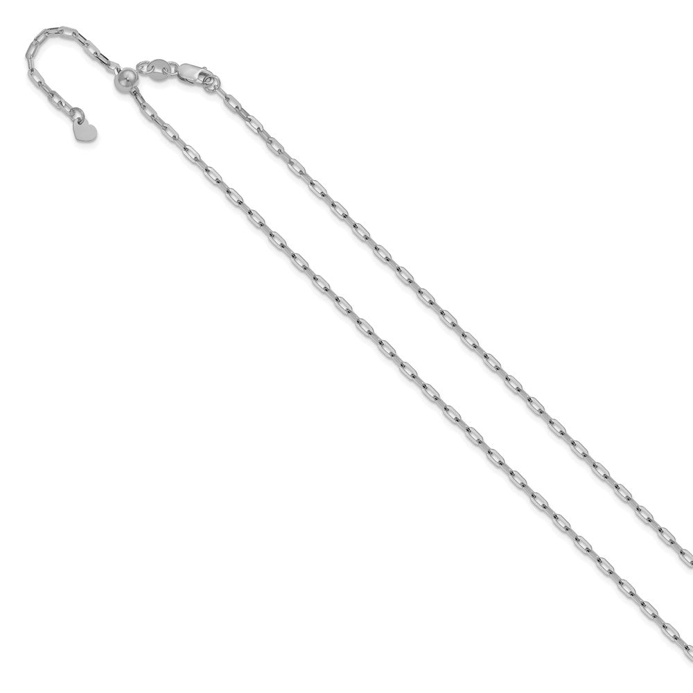 22 Zoll 14K Weißgold Verstellbar 2mm Flach Ankerkette Halskette