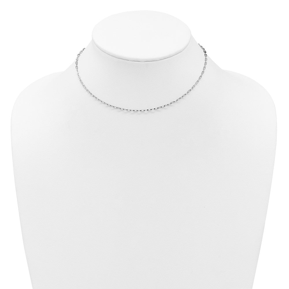 22 Zoll 14K Weißgold Verstellbar 2mm Flach Ankerkette Halskette