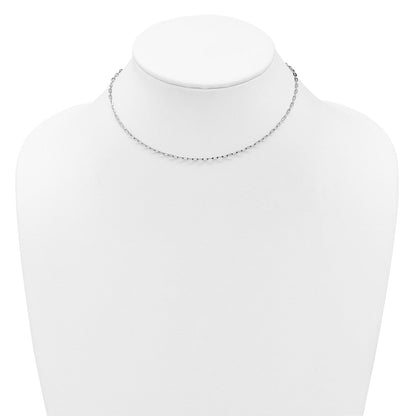 22 Zoll 14K Weißgold Verstellbar 2mm Flach Ankerkette Halskette