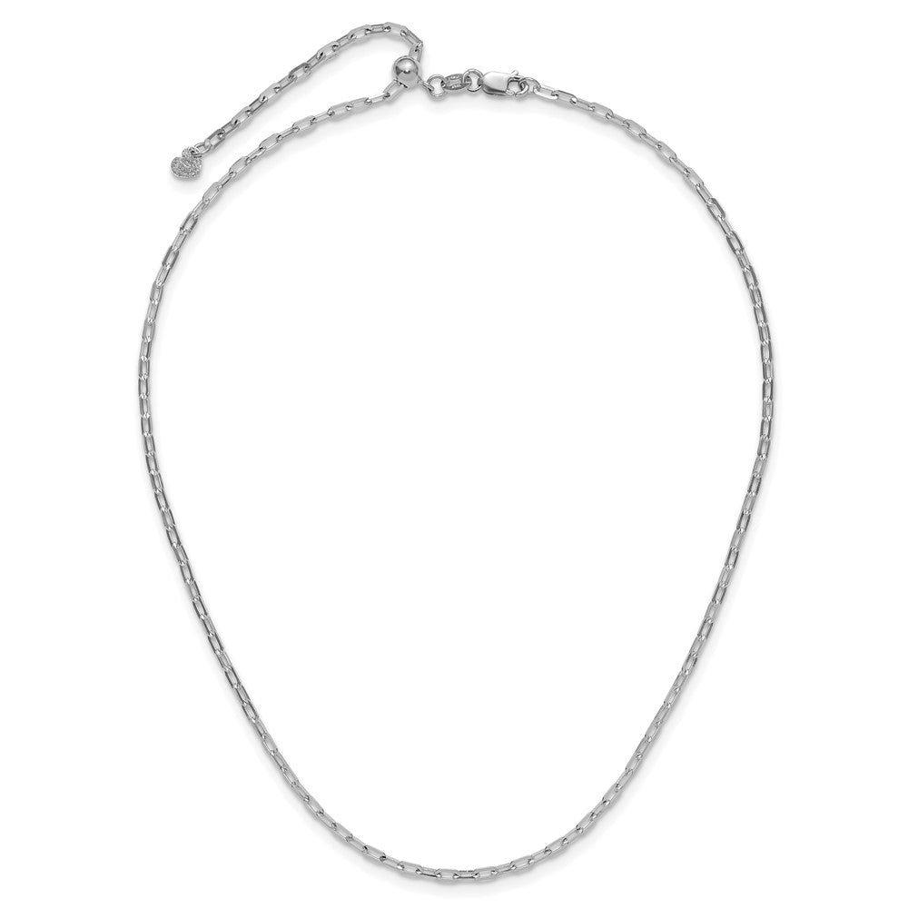 22 Zoll 14K Weißgold Verstellbar 2mm Flach Ankerkette Halskette