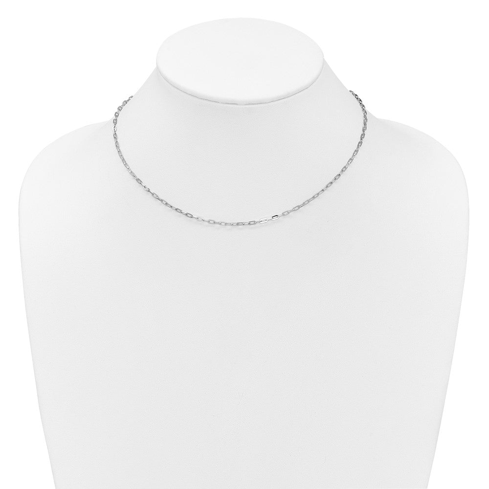 22 Zoll 14K Weißgold Verstellbar 2mm Flach Ankerkette Halskette