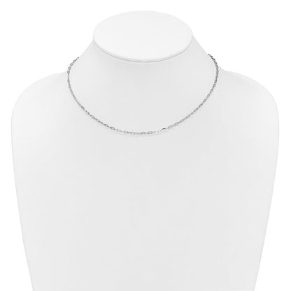 22 Zoll 14K Weißgold Verstellbar 2mm Flach Ankerkette Halskette