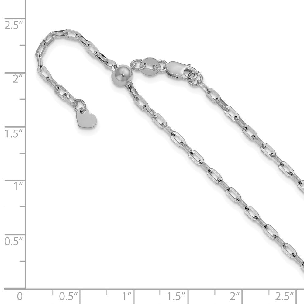 22 Zoll 14K Weißgold Verstellbar 2mm Flach Ankerkette Halskette