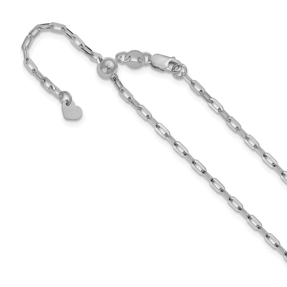 22 Zoll 14K Weißgold Verstellbar 2mm Flach Ankerkette Halskette