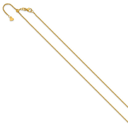22 Zoll 14K Gelbgold Verstellbar 1.4mm Diamantiert Ankerkette Halskette