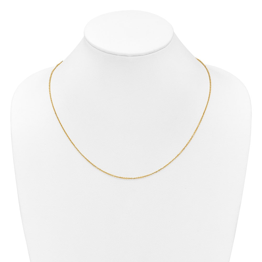 22 Zoll 14K Gelbgold Verstellbar 1.4mm Diamantiert Ankerkette Halskette